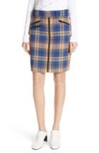 Women's Rag & Bone Griffin Zip Detail Plaid Skirt - Blue