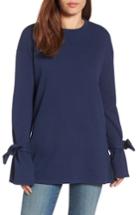 Women's Halogen Tie Sleeve Sweatshirt, Size - Blue