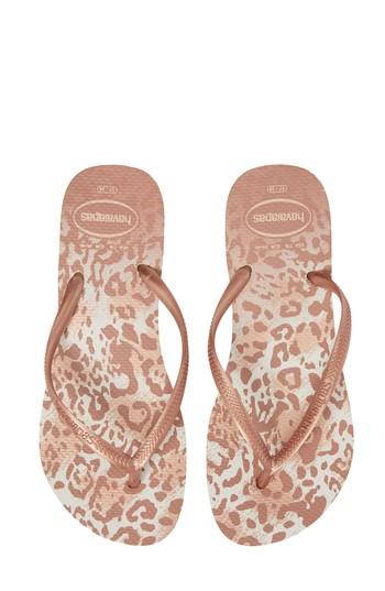 Women's Havaianas 'slim Animal Print' Flip Flop /36 Br - Metallic