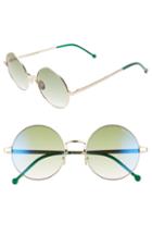 Women's Cutler And Gross 53mm Polarized Round Sunglasses - Gold/ Evergreen