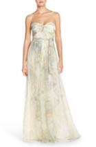 Women's Jenny Yoo Annabelle Print Tulle Convertible Column Gown - Ivory