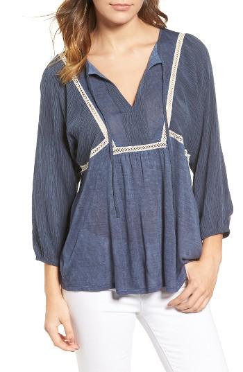 Women's Caslon Mix Media Boho Top, Size - Blue