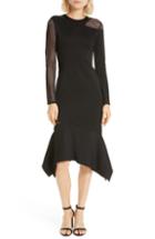 Women's Alice + Olivia Kaine Mesh Inset Asymmetrical Hem Dress - Black