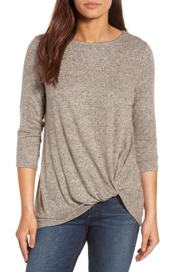 Women's Gibson Twist Front Cozy Fleece Pullover - Beige