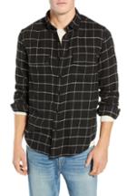 Men's Frame Classic Fit Long Sleeve Double Flap Pocket Sport Shirt - Black