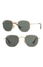 Women's Ray-ban 48mm Hexagonal Flat Lens Sunglasses - Gold/ Green