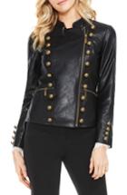 Women's Vince Camuto Faux Leather Military Jacket - Black