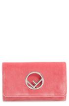Women's Fendi Logo Small Velvet Wallet On A Chain - Pink