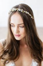 Brides & Hairpins Zarah Flower & Crystal Halo & Sash, Size - Metallic
