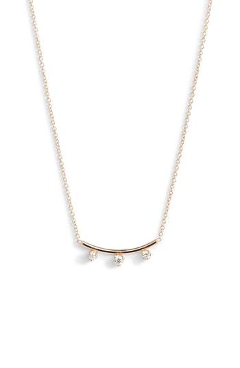 Women's Zoe Chicco Three-diamond Curved Bar Necklace