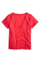 Women's J.crew Supima Cotton V-neck Tee, Size - Red