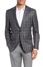 Men's Ted Baker London Jay Trim Fit Windowpane Wool Sport Coat S - Grey