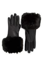 Women's Ted Baker London Leather Gloves With Faux Fur Cuff
