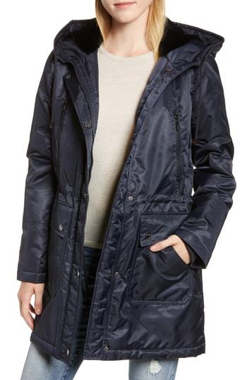 Women's Kensie Faux Fur Trim Parka - Blue