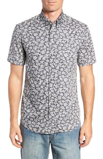 Men's Reyn Spooner Country Kane Fit Sport Shirt, Size Small - Blue