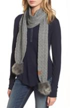 Women's Cc Faux Fur Pompom Knit Scarf, Size - Grey