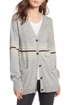 Women's Treasure & Bond Athletic Stripe Cardigan, Size - Grey