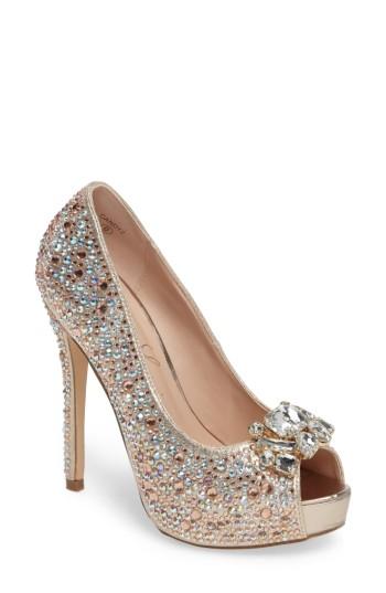 Women's Lauren Lorraine Candy 2 Embellished Platform Pump .5 M - Metallic