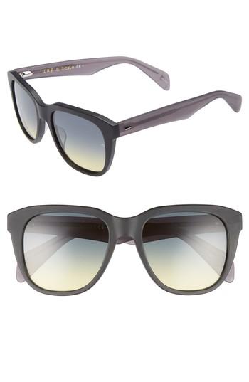 Women's Rag & Bone 49mm Rectangle Sunglasses - Black Ruthenium