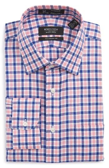 Men's Nordstrom Men's Shop Smartcare(tm) Traditional Fit Check Dress Shirt .5 34 - Pink