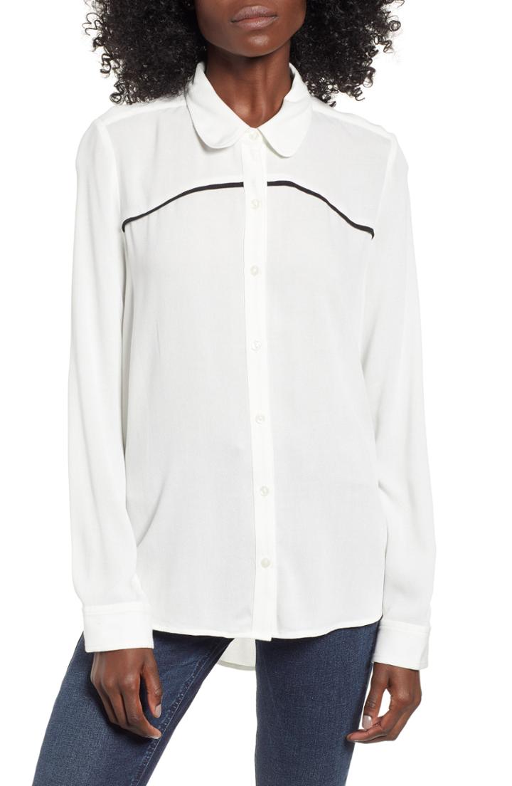 Women's Bp. Piping Trim Shirt, Size - Ivory