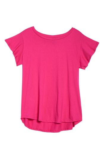 Petite Women's Bobeau Flutter Sleeve Tee, Size P - Pink