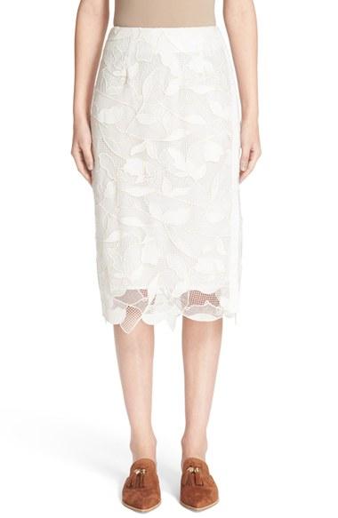 Women's Grey Jason Wu Embroidered Lace Pencil Skirt