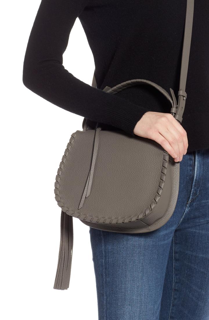 Allsaints Mori Leather Crossbody Bag - Grey