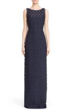 Women's Carmen Marc Valvo Couture Circle Applique Sleeveless Column Gown - Blue