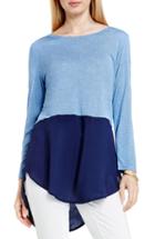 Women's Two By Vince Camuto Mixed Media Jewel Neck Tunic - Blue