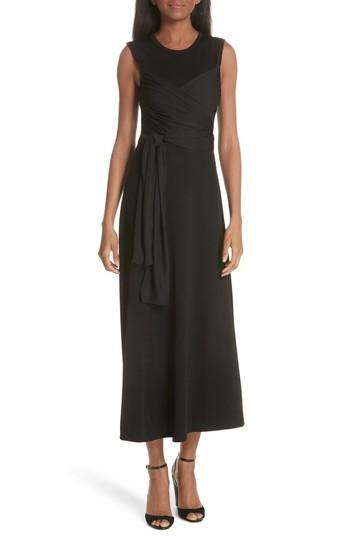 Women's Sandro Ruched Tie Midi Dress Us / 36 Fr - Black