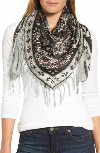 Women's Echo Silk Square Scarf, Size - Black