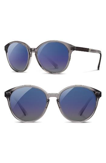 Women's Shwood 'bailey' 53mm Polarized Sunglasses - Smoke/ Ebony/ Blue Flash Polar