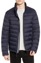 Men's Black Rivet Water Resistant Packable Puffer Jacket, Size - Blue