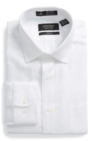 Men's Nordstrom Men's Shop Smartcare(tm) Trim Fit Solid Dress Shirt .5 34/35 - White