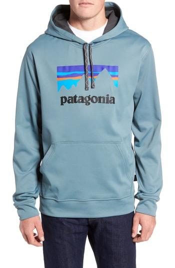 Men's Patagonia Shop Sticker Polycycle Hoodie - Blue