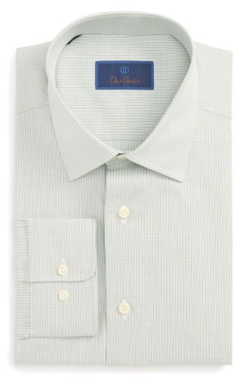 Men's David Donahue Regular Fit Check Dress Shirt .5 32/33 - Green