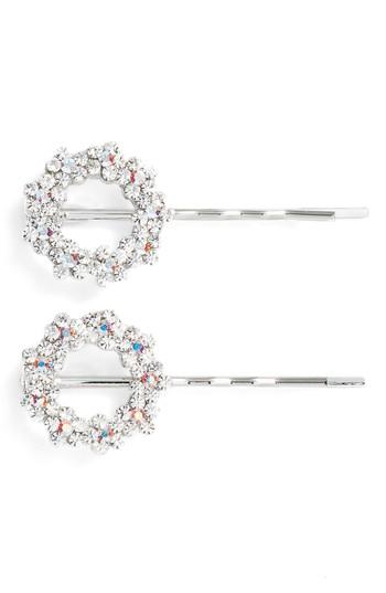 Tasha Set Of 2 Crystal Flower Wreath Bobby Pins