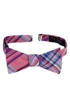 Men's Ted Baker London Swanky Plaid Linen & Cotton Bow Tie, Size - Red