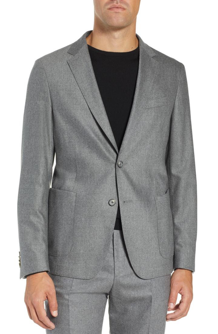Men's Boss Nold Trim Fit Stretch Wool Blend Sport Coat R - Grey