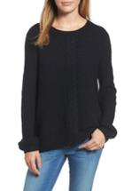 Women's Caslon Cable Front Sweater - Black