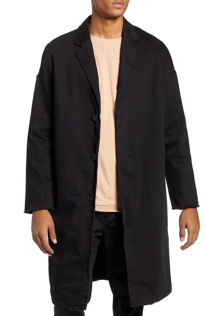 Men's Neuw Relaxed Fit Long Denim Coat - Black