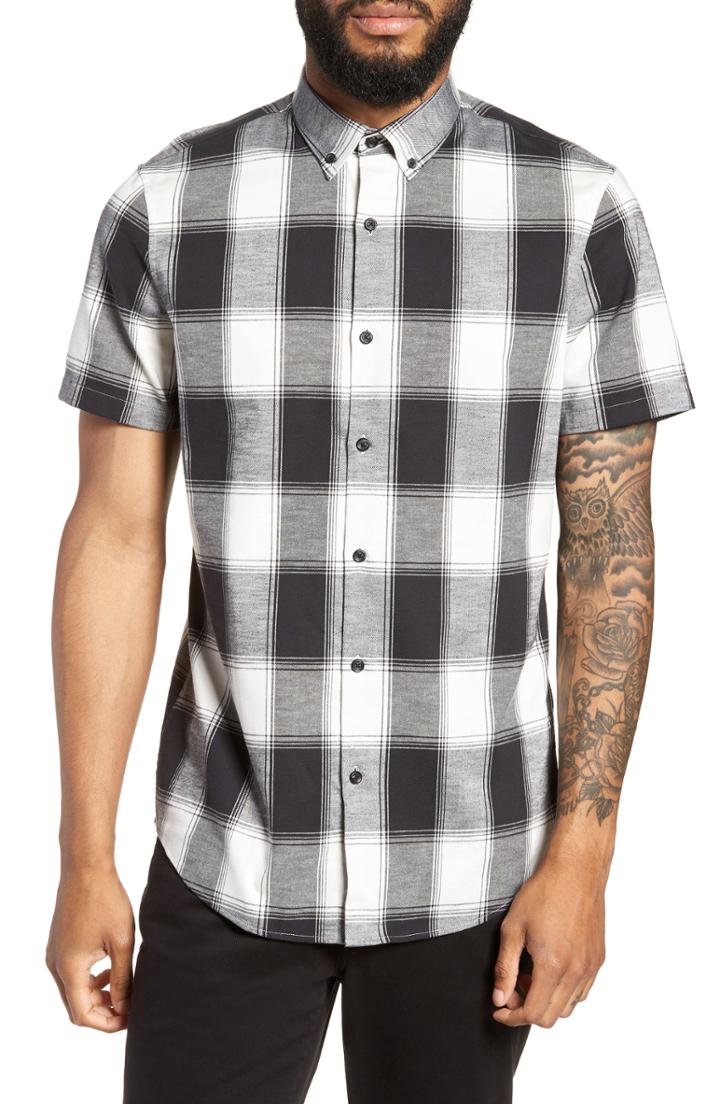 Men's Calibrate Check Sport Shirt, Size - Ivory