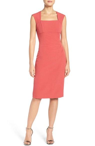 Women's Adrianna Papell Pleated Sheath Dress - Orange
