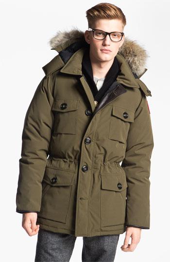 Men's Canada Goose 'banff' Slim Fit Parka With Genuine Coyote Fur Trim - Green