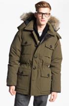 Men's Canada Goose 'banff' Slim Fit Parka With Genuine Coyote Fur Trim - Green