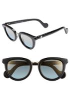 Women's Moncler 48mm Cat Eye Sunglasses - Black/ Pale Gold/ Light Blue