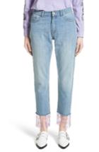 Women's Ashley Williams Beaded Fringe Crop Jeans Us / 6 Uk - Blue