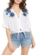 Women's Rails Thea Embroidered Tie Front Crop Top