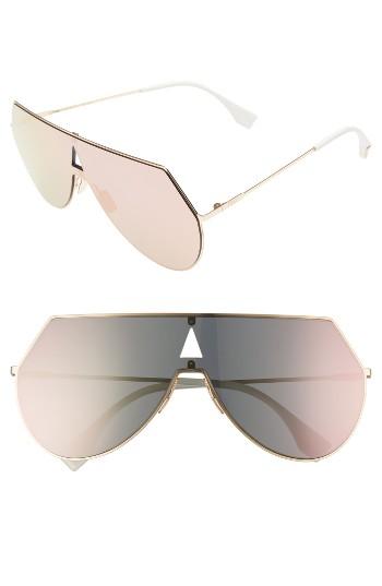 Women's Fendi 99mm Eyeline Aviator Sunglasses - Rose Gold